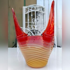 Vintage Swung Art Glass Murano Style MCM Dish Bowl